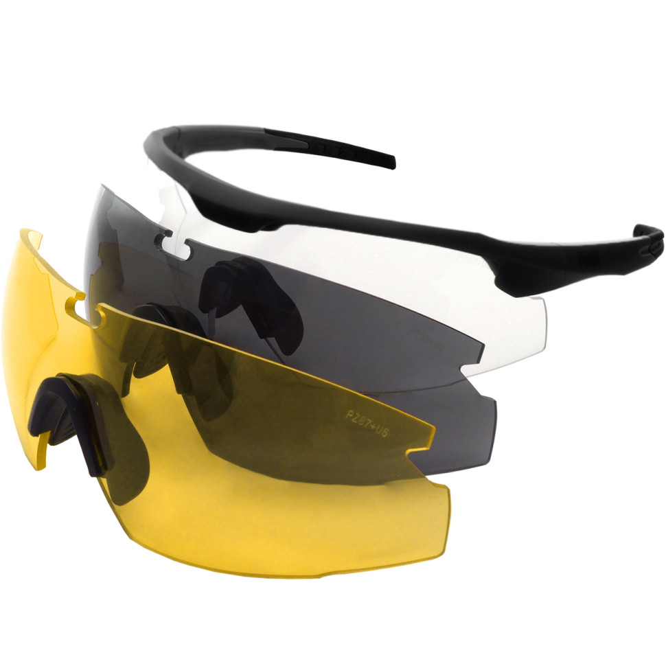 Очки стрелковые PMX Select GB-2000 KIT ANTI-FOG Прозрачные 96% Жёлтые 89% Серые 23%